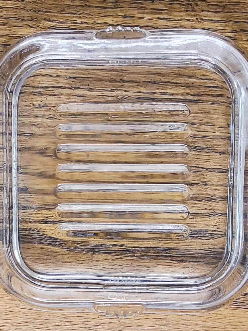Vintage Clear Glass Ribbed Refrigerator Dish Small Fridgie Fridge Dish with Chip